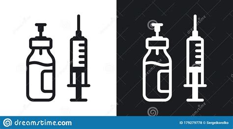 Vaccine Bottle With Syringe Icon. Medical Injection Or Vaccination ...