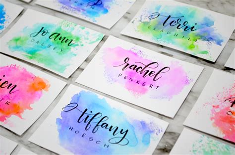 Splash a couple drops of water onto the front of your card where you will creating the watercolor effect. No-Mess Watercolor Place Cards - Amy Latta Creations