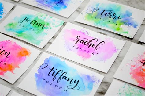 Up with the morning tea. No-Mess Watercolor Place Cards - Amy Latta Creations