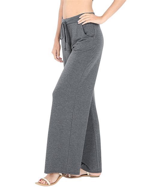 Womens And Plus Comfy Stretch Solid Drawstring Wide Leg Palazzo Lounge