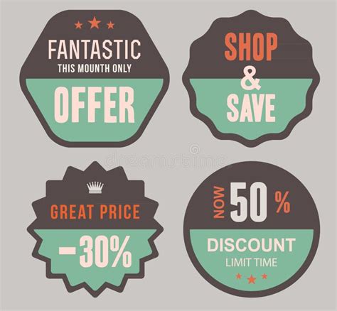 Discount Product Labels Retro Style Vector Design Stock Vector