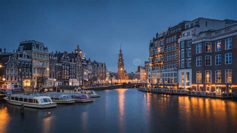 Evening Panoramic View Of The Famous Historic Center In Amsterdam
