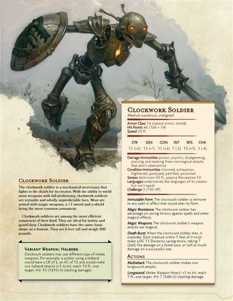 5e Monsters Clockwork Golems Compendium Dnd Dragons Dungeons And