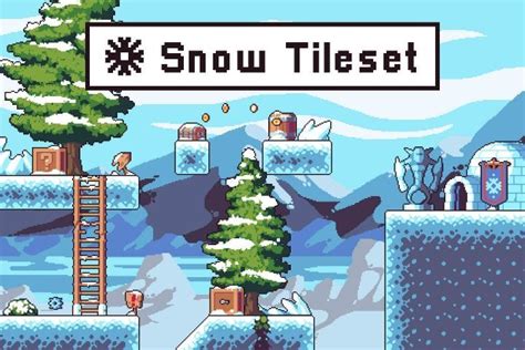 Snow 2d Game Tileset Pixel Art Pixel Art Pixel Art