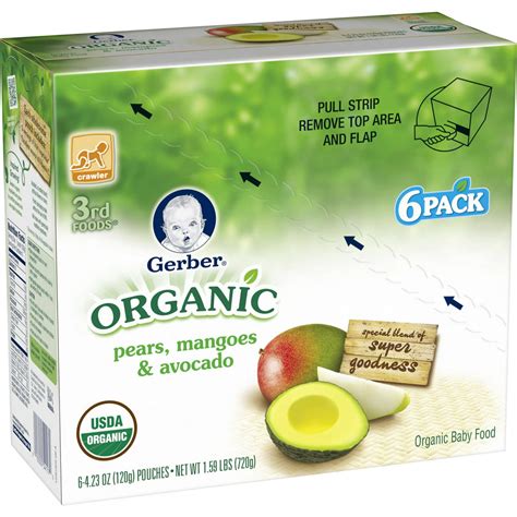 Gerber Organic 3rd Foods Pears Mangoes And Avocado Baby Food 423 Oz 6