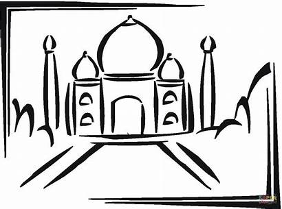 Mahal Taj Coloring India Pages Draw Printable