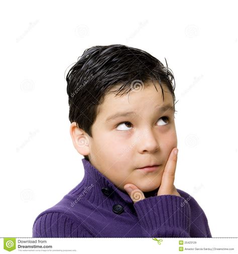 Child Thinking Stock Image Image Of Cheerful Caucasian