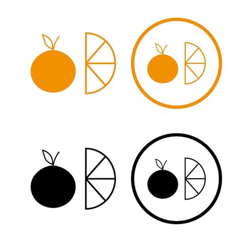 Ícones Bonitos De Laranja E Preto De Frutas Laranja ícones De Frutas Exóticas ícones Para Menus
