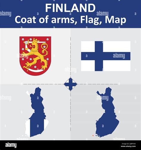Finland Coat Of Arms Flag And Map Stock Vector Image And Art Alamy