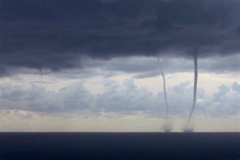 Watch Rare Footage Of Waterspouts Stretching From Clouds To The Sea