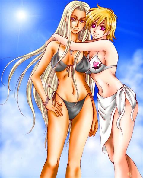 Anime Picture Search Engine Girls Bikini Blonde Hair Blue Eyes Cross Cross Necklace Hellsing