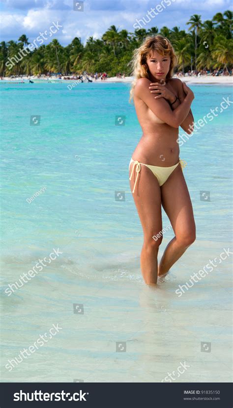 Sexy Woman Posing Topless On Caribbean Stock Photo Shutterstock