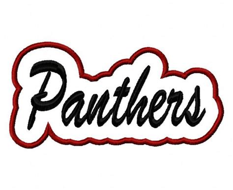 Panthers Script Embroidery Machine With A Shadow Applique Etsy
