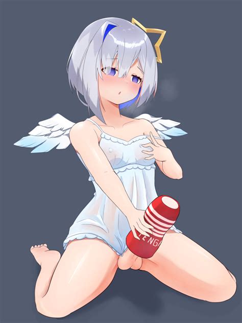 Rule 34 1futa Amane Kanata Angel Angel Wings Artificial Vagina Artist Request Blue Eyes