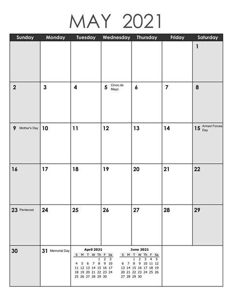 Print May 2021 Holidays Calendar Portrait In 2021 National Holiday