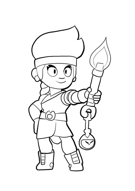 Amber From Brawl Stars Coloring Page Star Coloring Pages Coloring