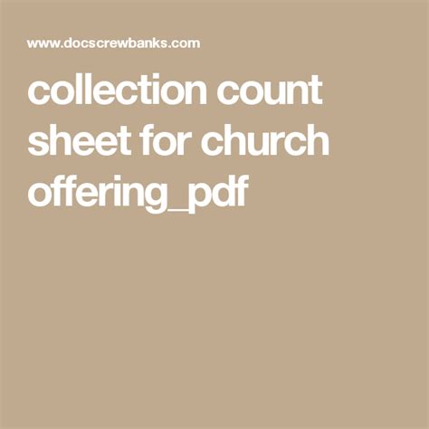 Church Offering Count Sheet Form Fill Out And Sign Pr