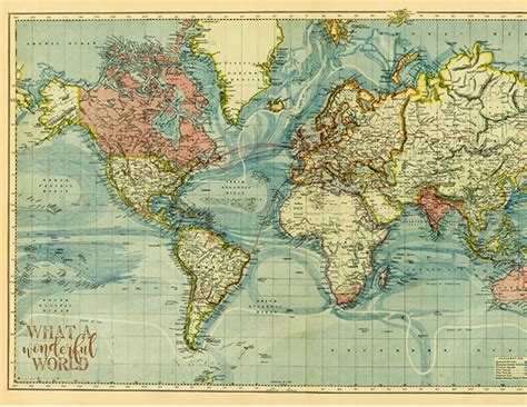 Buy Antique Looking Travel Map Of World Vintage Map Old Map World