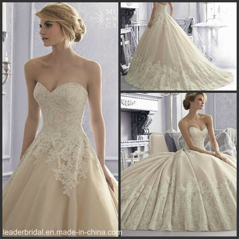China Sweetheart Ball Gown Cream Lace Tulle Bridal Wedding Dress Wdo62