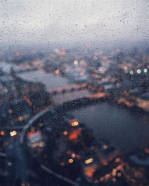 Rainy Day Mood Aesthetic Rain Drops On Window Glowing City Lights