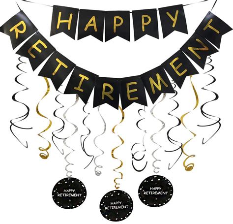 Buy Happy Retirement Banner And Happy Retirement Hanging Swirls For