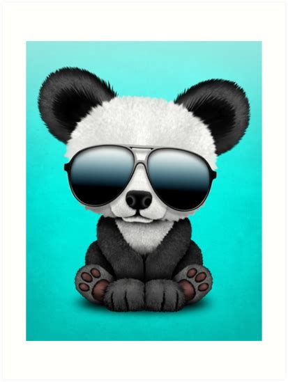 Cute Baby Panda Wearing Sunglasses Baby Animal Art Cute Baby Animals