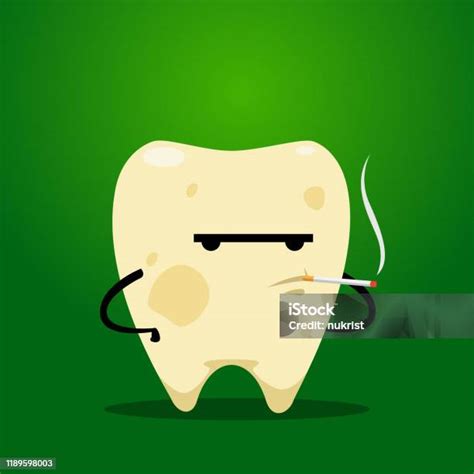 the yellow tooth is smoking isolated vector illustration stock illustration download image now