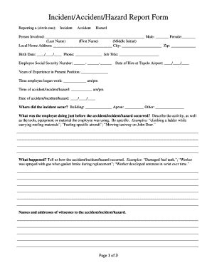Hazard Report Form Fill And Sign Printable Template Online