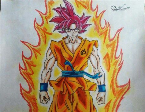 Randomly draws 1 new card when you have 3 or fewer cards. Drawing Goku SSJ God | DragonBallZ Amino