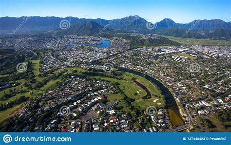 Beautiful Aerial View Of Kailua Oahu Hawaii On The Greener And Rainier