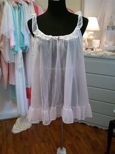 Vintage Pink Sheer Nylon Chiffon Nightie By Thepinkporch On Etsy