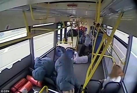 Russian Bus Driver Falls Asleep At The Wheel And Crashes The Vehicle In Moscow Daily Mail Online