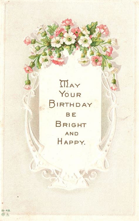 Vintage Postcard Birthday Greetings Wishes Flower Bouquet Embossed