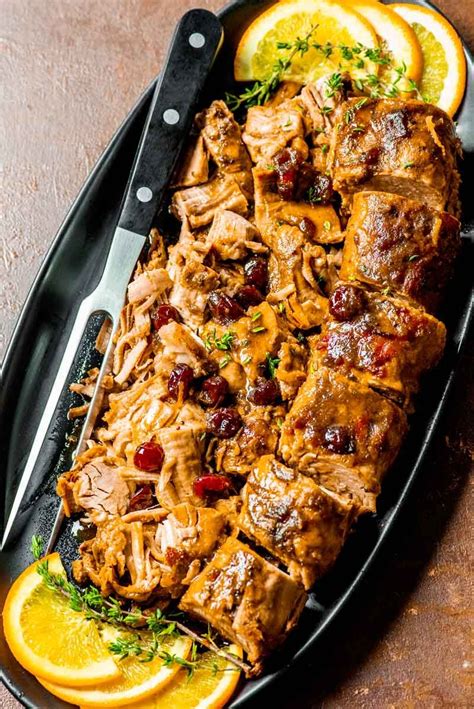 Mix together french dressing, whole cranberries, and onion soup mix. Ultra tender and flavorful crock pot cranberry pork loin is slowly cooked in a citrus cranberry ...