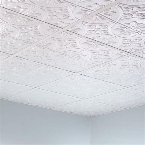 Fasade Ceiling Tile 2x2 Suspended Traditional 2 In Matte White Drop Ceiling Tiles Dropped