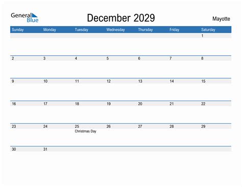 Editable December 2029 Calendar With Mayotte Holidays
