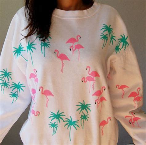sweater flamingo palm tree print flamingo fashion flamingo sweatshirt flamingo outfit