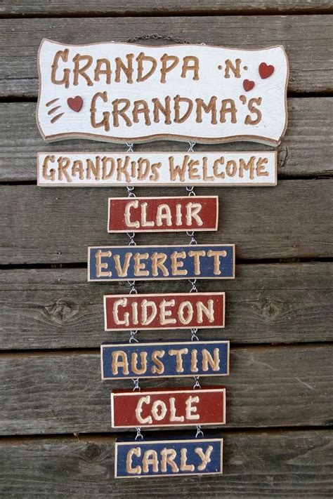 Grandpa Grandma Grandchildren Signs Grandchildren Sign Crafts Kids Wood