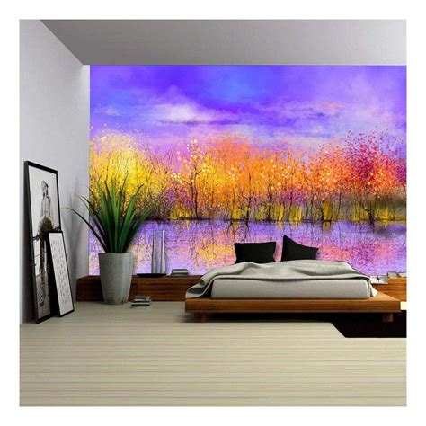 Wall26 Oil Painting Landscape Colorful Autumn Trees Semi Abstract