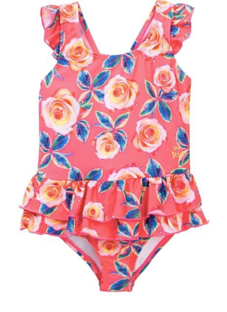 Betsey Johnson Girls Bathing Suit Size One Piece Pink Floral A