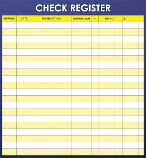 Free Printable Check Register Template Printable Free Templates