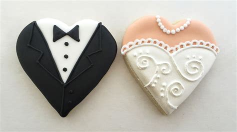 Bride And Groom Heart Cookies Sugar Cookies Decorated Wedding Shower