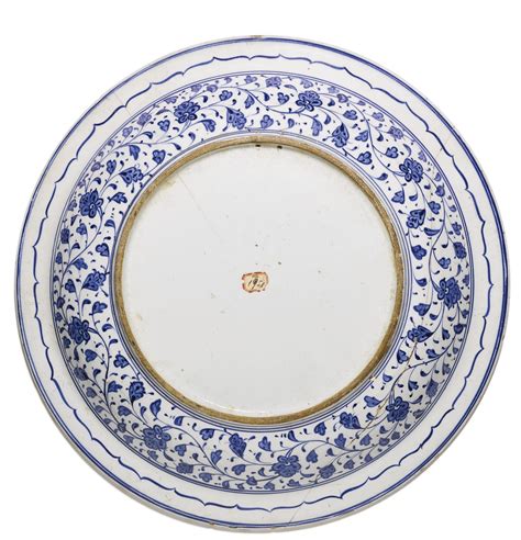 An Exceptional Iznik Blue And White Pottery Dish Turkey Circa