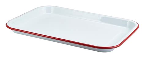 • rectangular serving tray • material: Enamel Serving Tray White with Red Rim 33.5x23.5x2.2cm ...