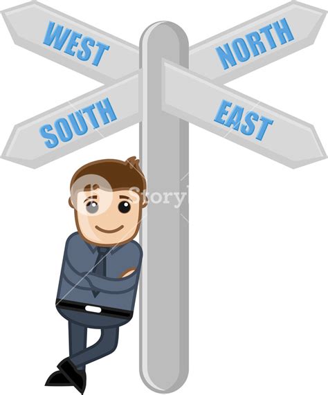 Four Directions Sign Board Vector Cartoon Royalty Free Stock Image