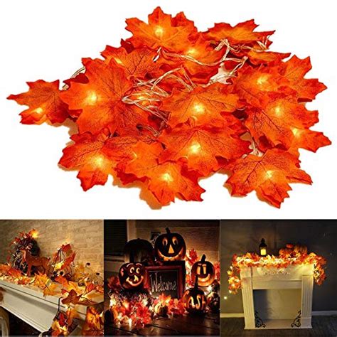 Liyuanq Thanksgiving Decorations Lighted Fall Garland 30 Led Maple