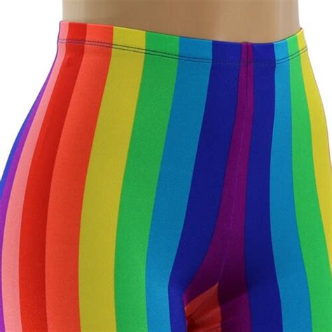 Rainbow Stripe High Waist 4 Inseam Biker Booty Shorts Etsy