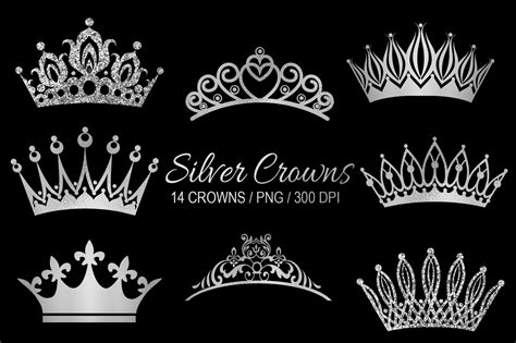 Silver Princess Crowns Royal Clipart Queen Tiara Png Silver Glitter