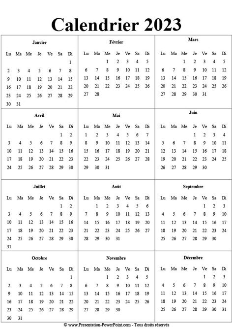 Calendrier 2023 Au Format Microsoft Word