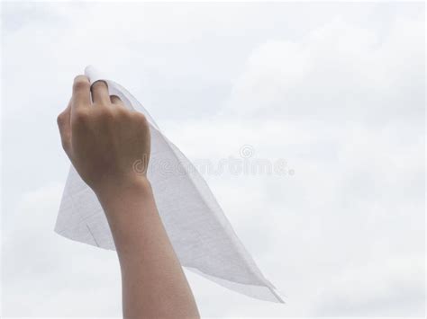 Human Hand Holding White Fabric Stock Photo Image Of Cotton